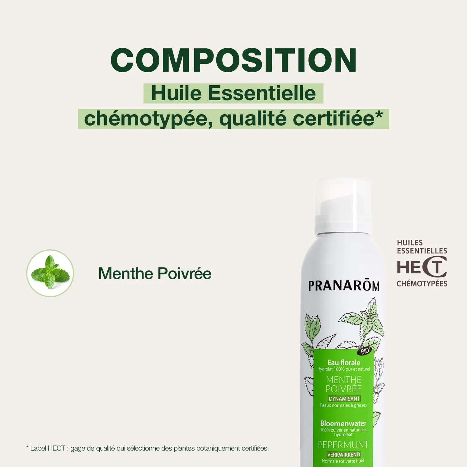 Herbalgem Hydrolat Menthe poivrée bio fraîcheur peau