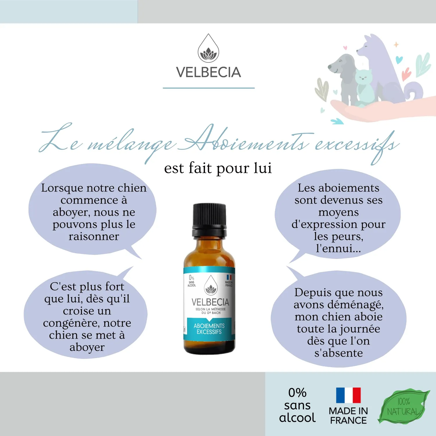 Velbecia Aboiements excessifs élixir chien 2x50 ml