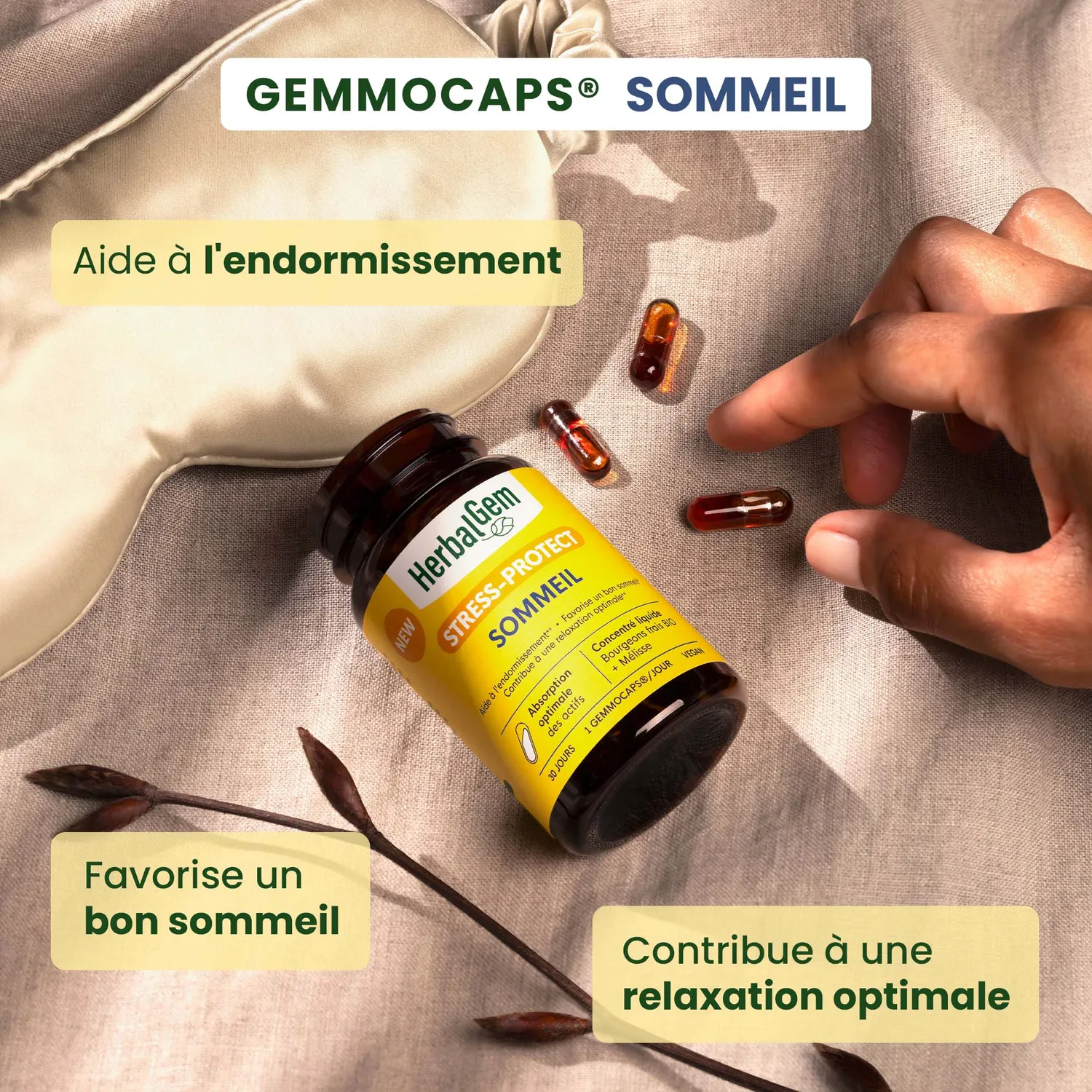 Herbalgem Gemmocaps Sommeil gélules bio sans mélatonine
