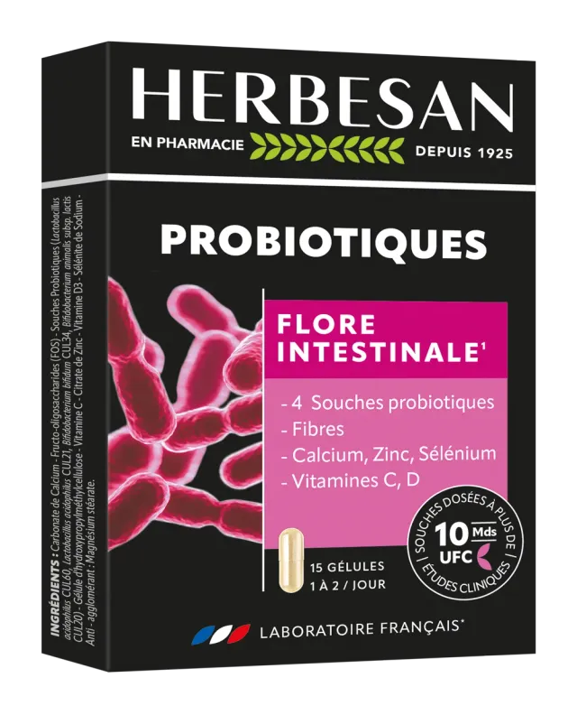 Herbesan Probiotiques complément transit 4 souches