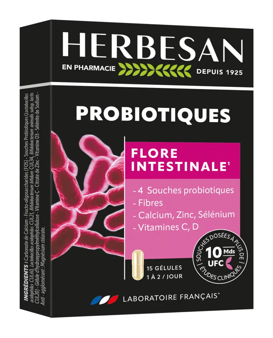 Herbesan Probiotiques complément transit 4 souches