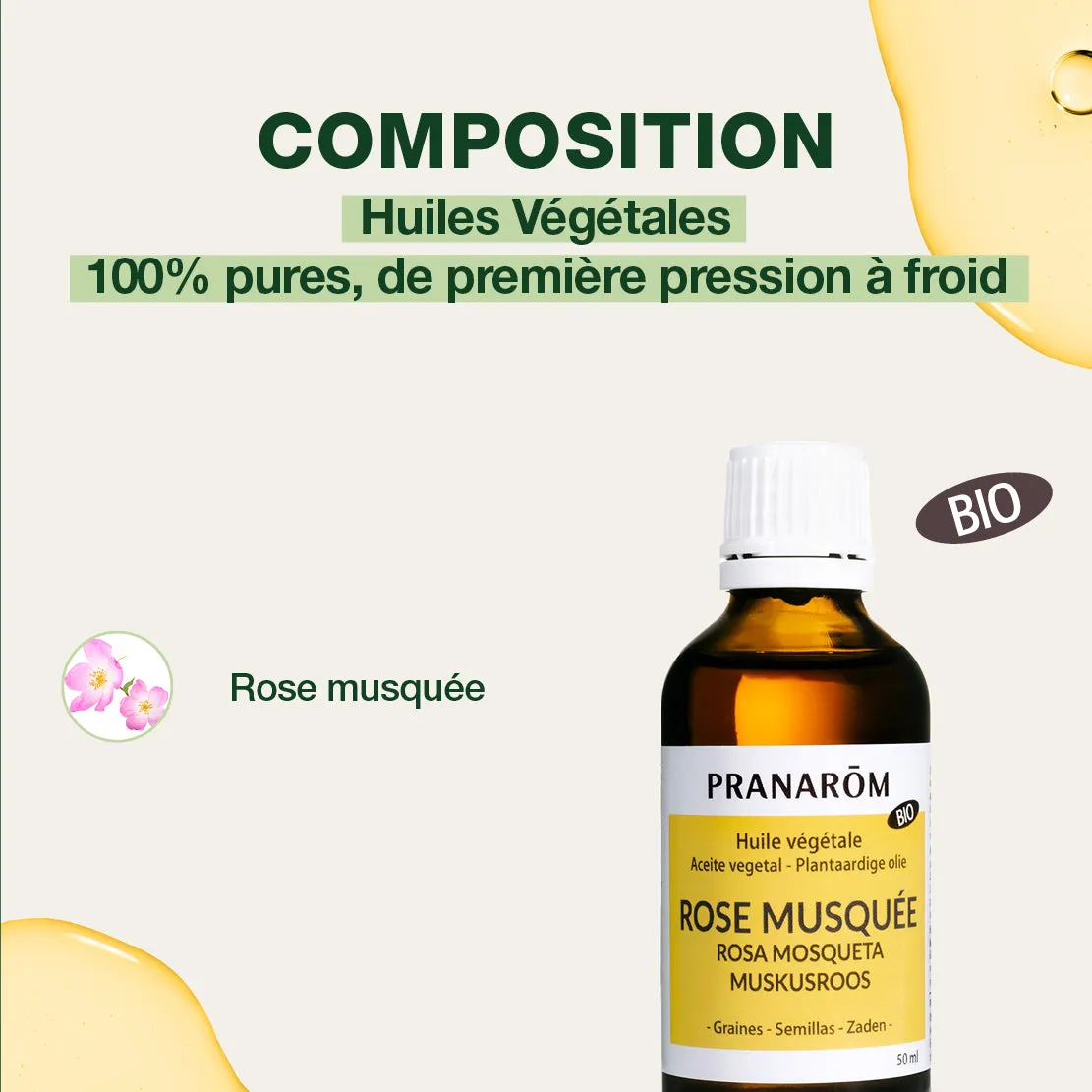 HERBALGEM Huile Végétale Rose musquée bio pression à froid