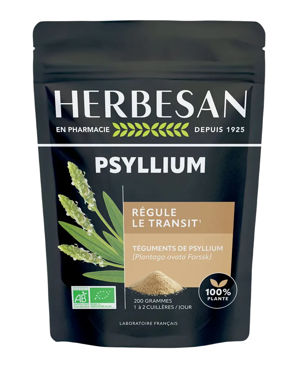 Herbesan Psyllium Bio poudre téguments 200 g transit