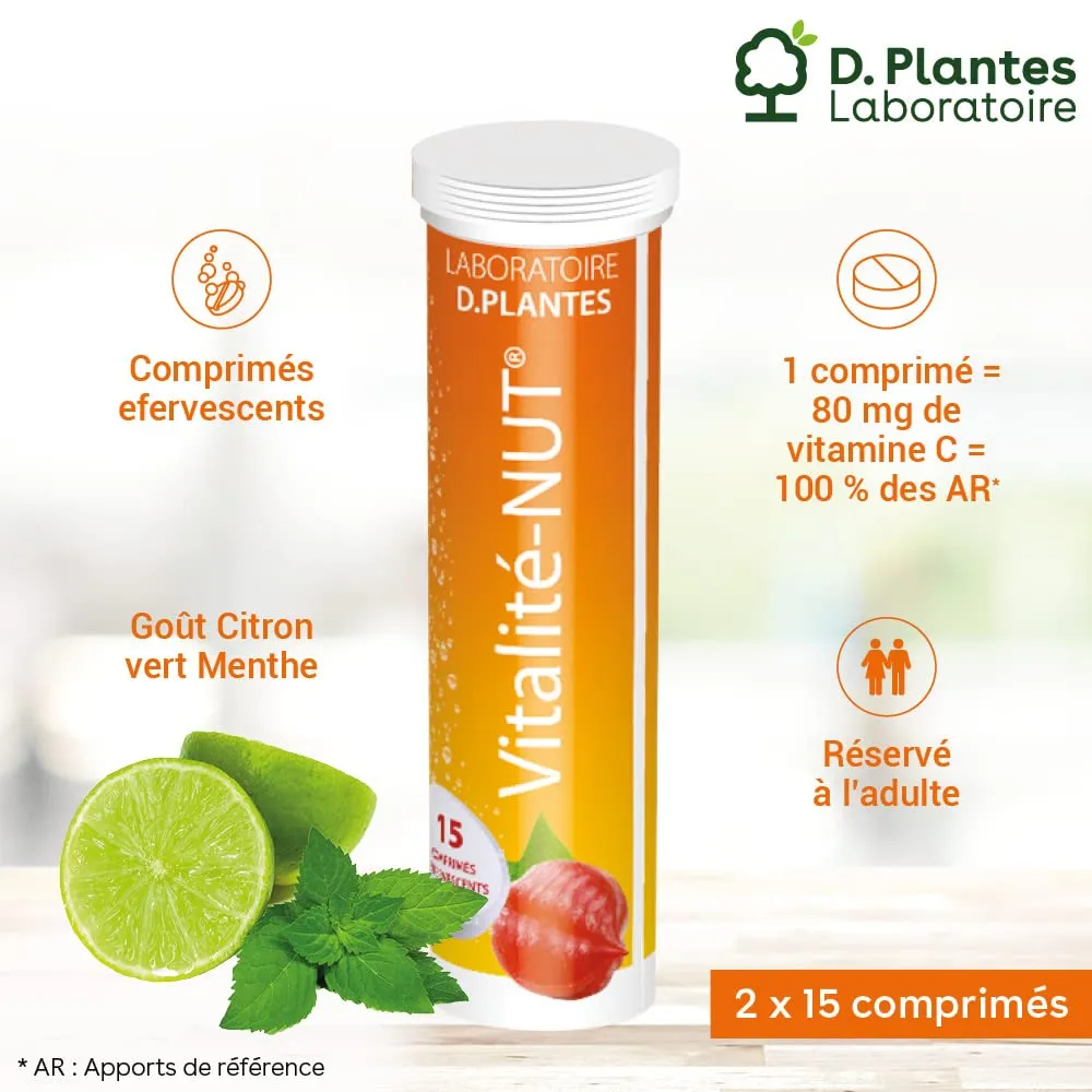 D.Plantes Vitalité-Nut effervescent citron-menthe 30 tonus