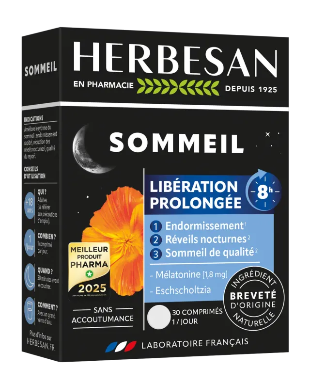 Herbesan Sommeil Libération Prolongée complément mélatonine