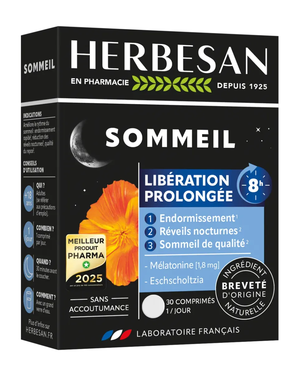 Herbesan Sommeil Libération Prolongée complément mélatonine