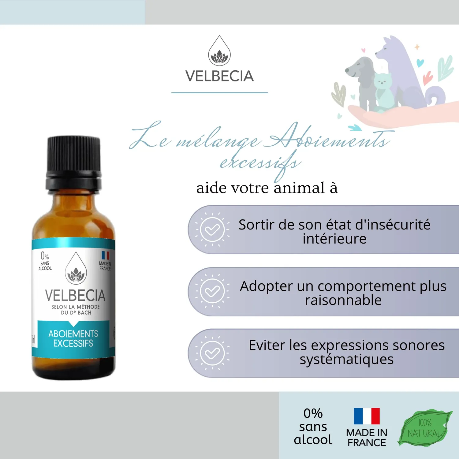 Velbecia Aboiements excessifs élixir chien 2x50 ml