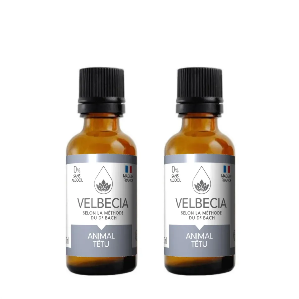 Velbecia Animal Têtu élixir fleurs sans alcool 2x30ml