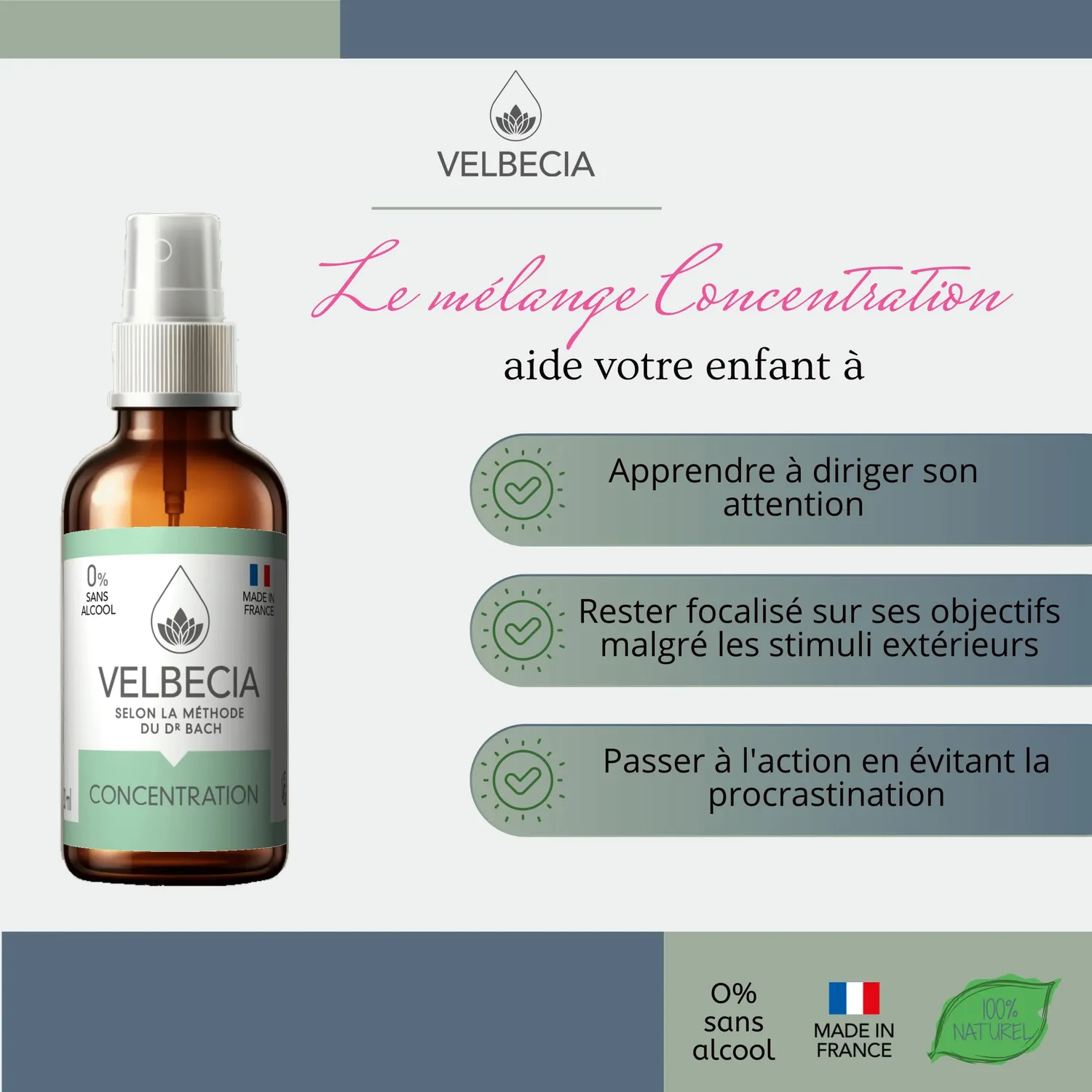 Velbecia Concentration Enfant Ado élixir 2x50 ml