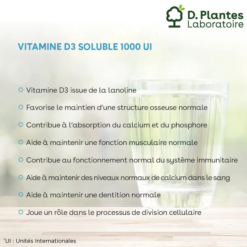 D.Plantes Vitamine D3 1000 UI complément alimentaire soluble 25 ml