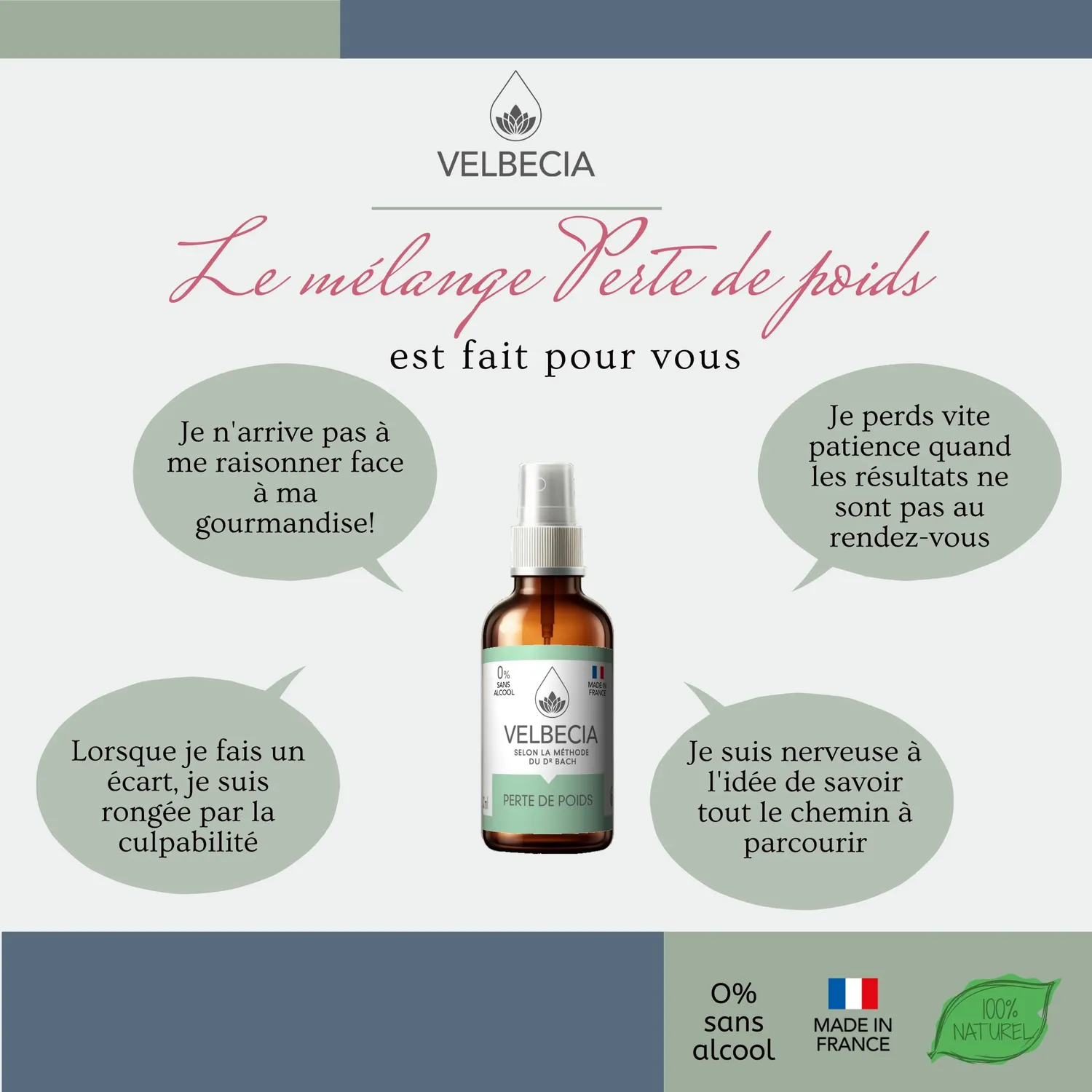 Velbecia Perte de poids élixir fleurs 50 ml + offert sans alcool