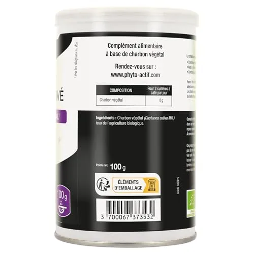 Phyto-Actif Charbon Végétal Bio poudre 100g digest