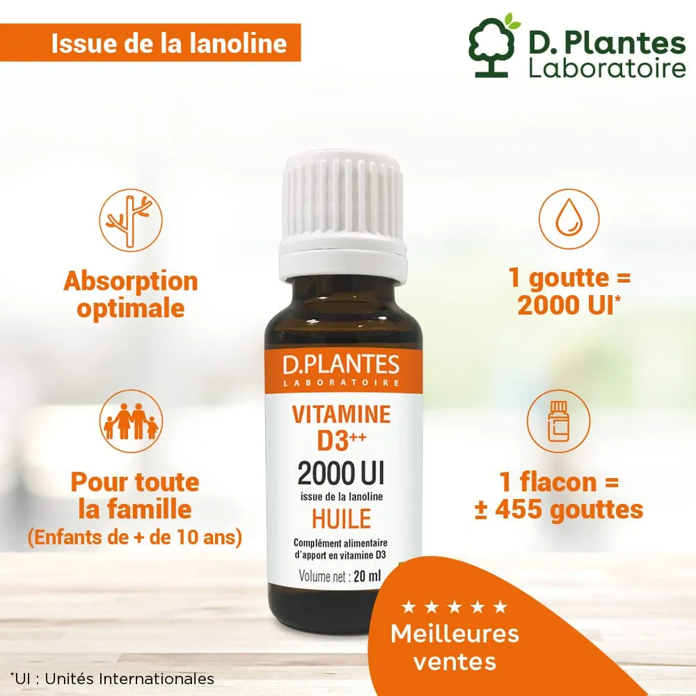 D.Plantes Vitamine D3++ huile 2000 UI 20ml