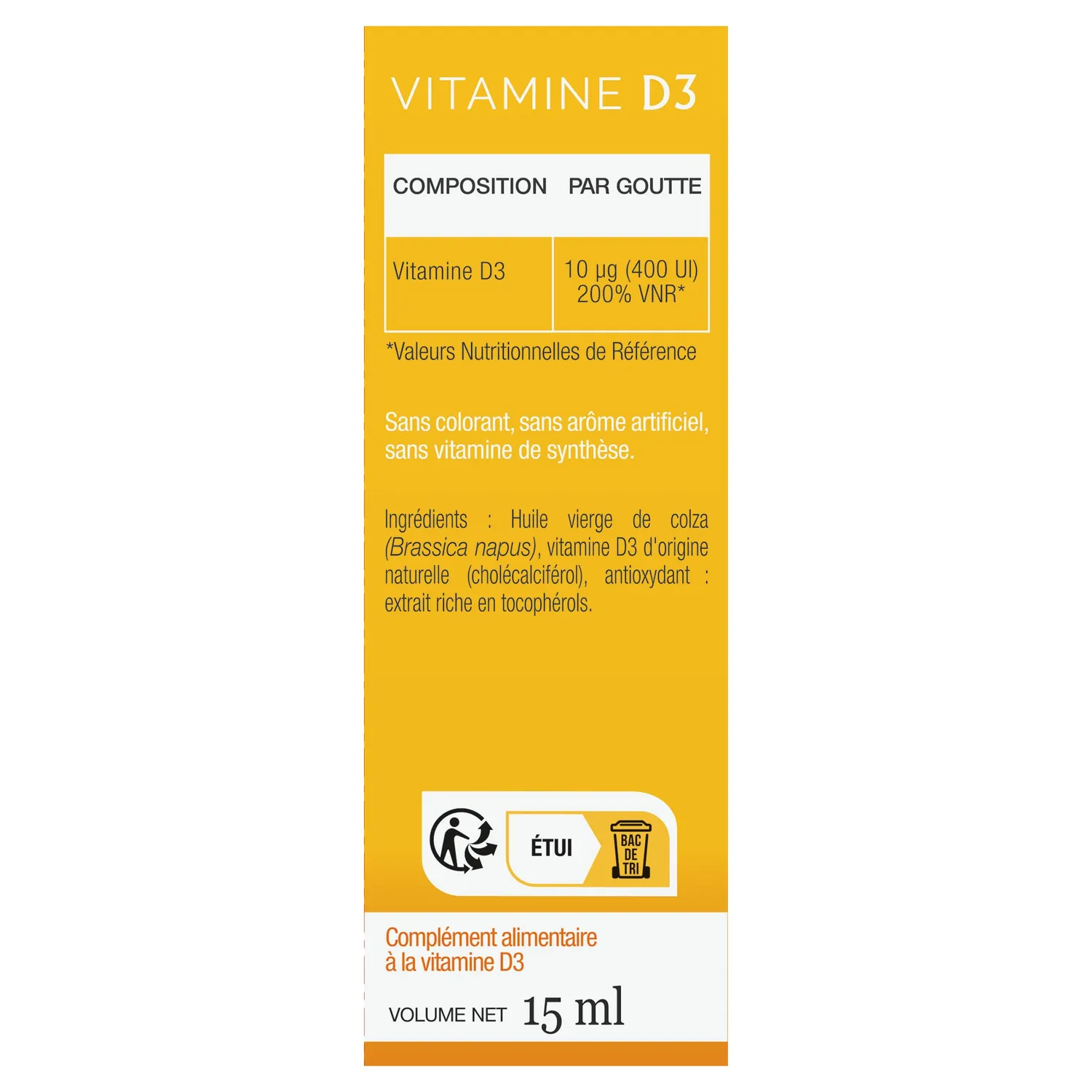 Phyto-Actif Vitamine D3 gouttes huileuses 15ml