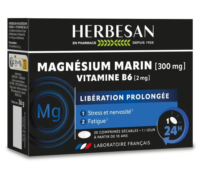 Herbesan Magnésium Marin et Vitamine B6 comprimés stress