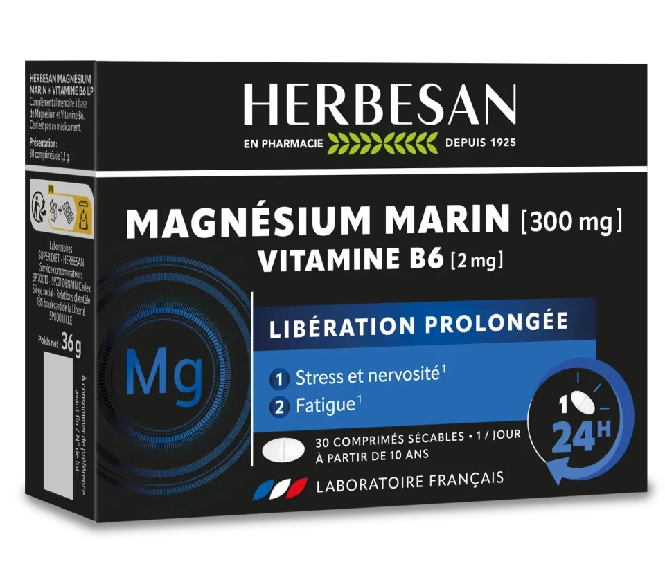 Herbesan Magnésium Marin et Vitamine B6 comprimés stress