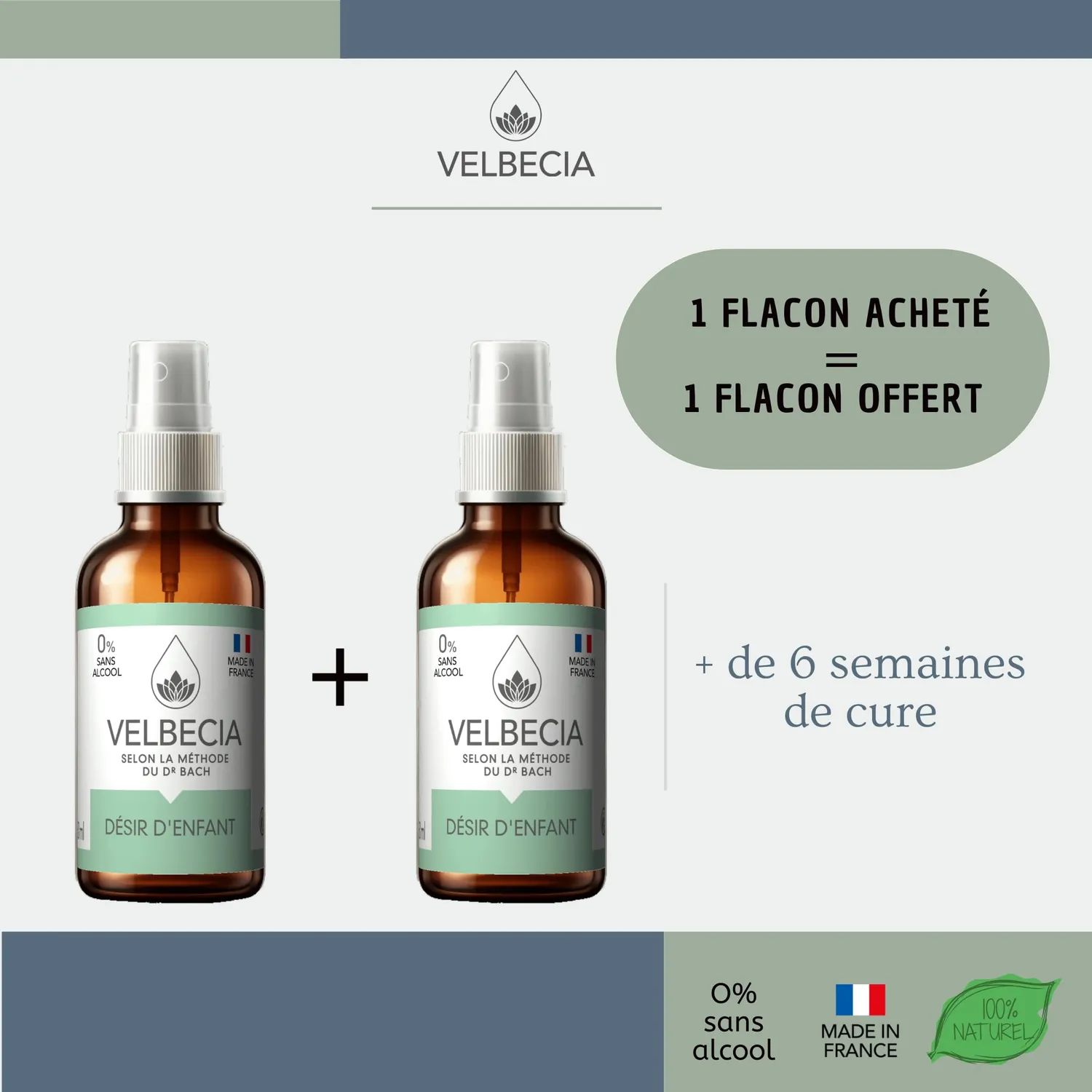 Velbecia Tomber enceinte élixir floral sans alcool 50ml+offert