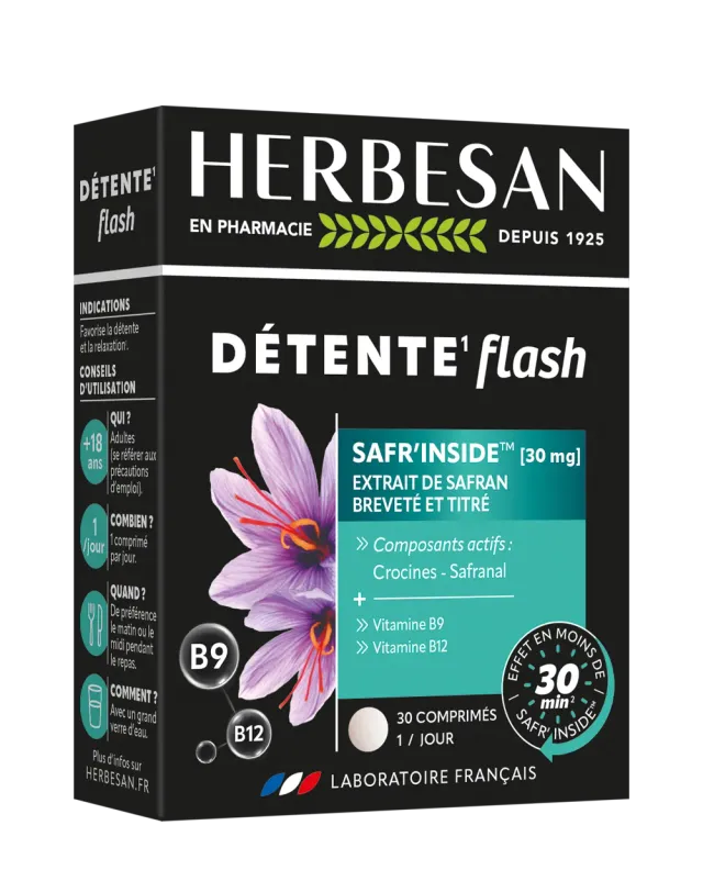 Herbesan Détente Flash complément safran stress