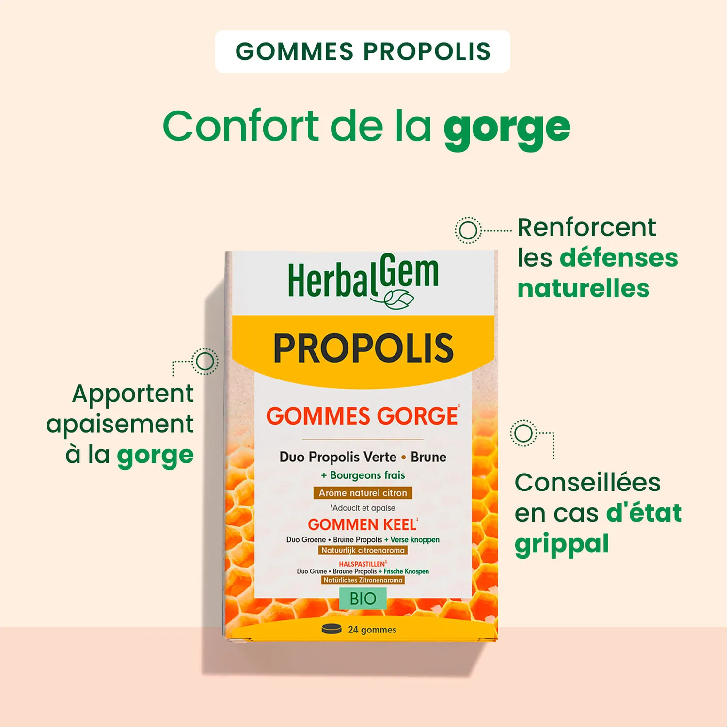 Herbalgem Gorge gommes propolis bio adoucissante