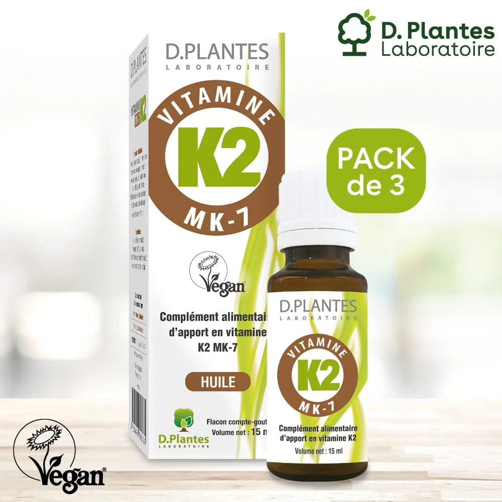 D.Plantes K2 MK7 gouttes vegan Pack 3 x 15 ml