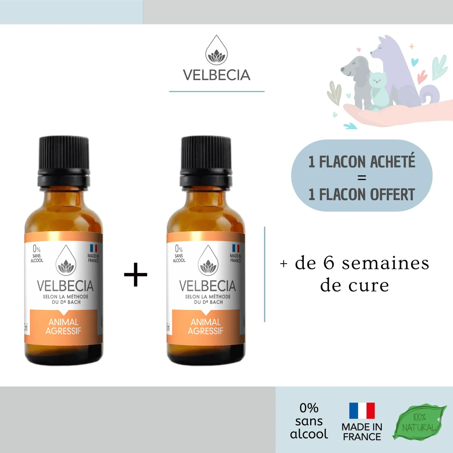 Velbecia Animal agressif élixir 2x30ml sans alcool