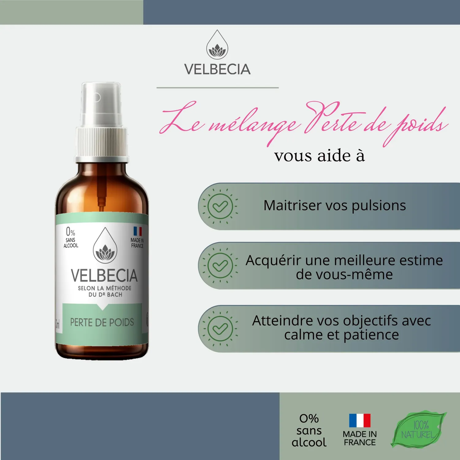 Velbecia Perte de poids élixir fleurs 50 ml + offert sans alcool