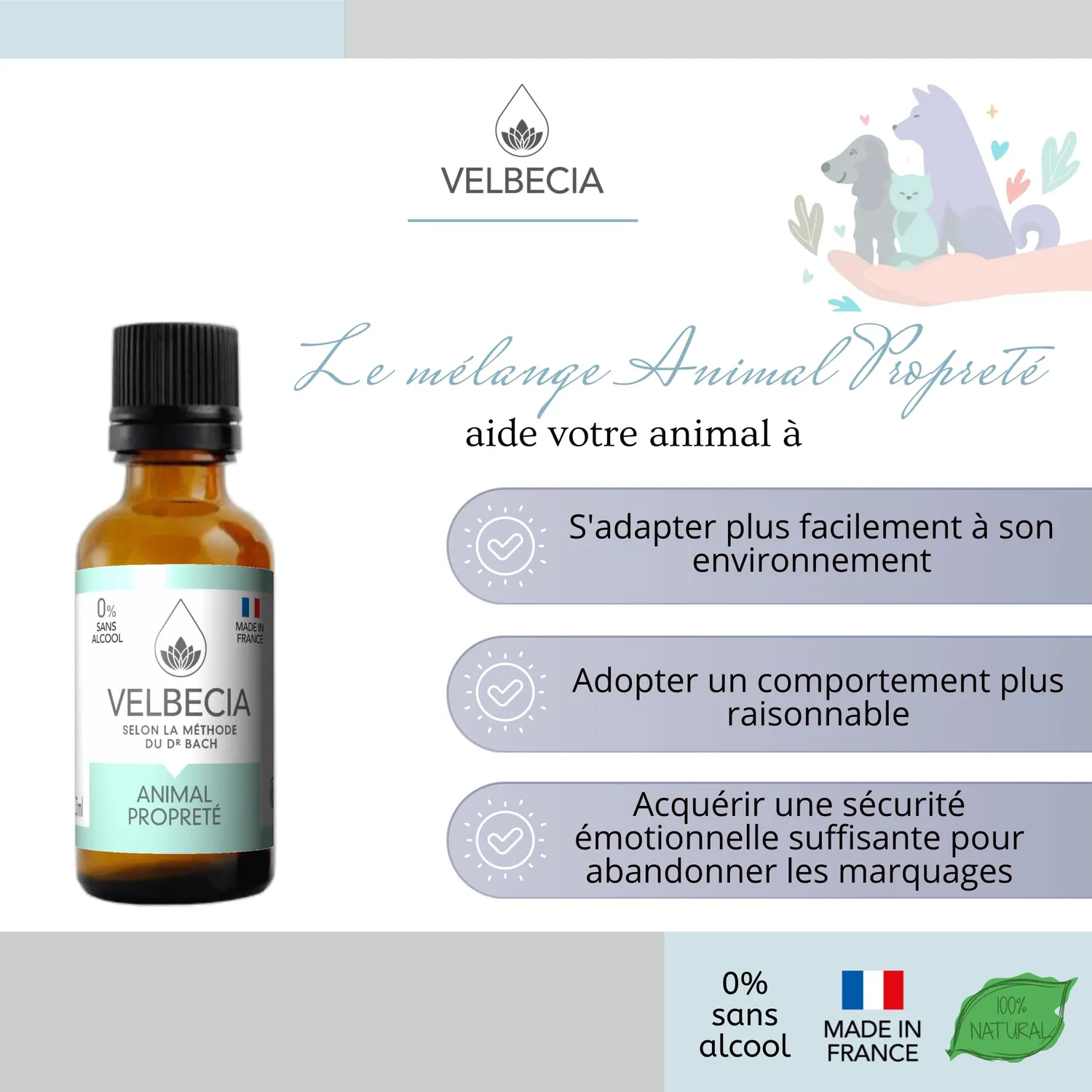 Velbecia Animal Propreté élixir 50 ml + offert