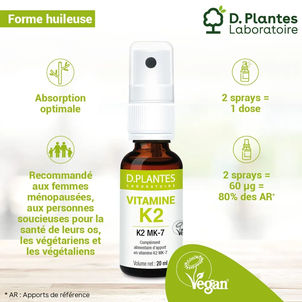 D.Plantes K2 MK7 sprays huileux vegan 3 x 20 ml