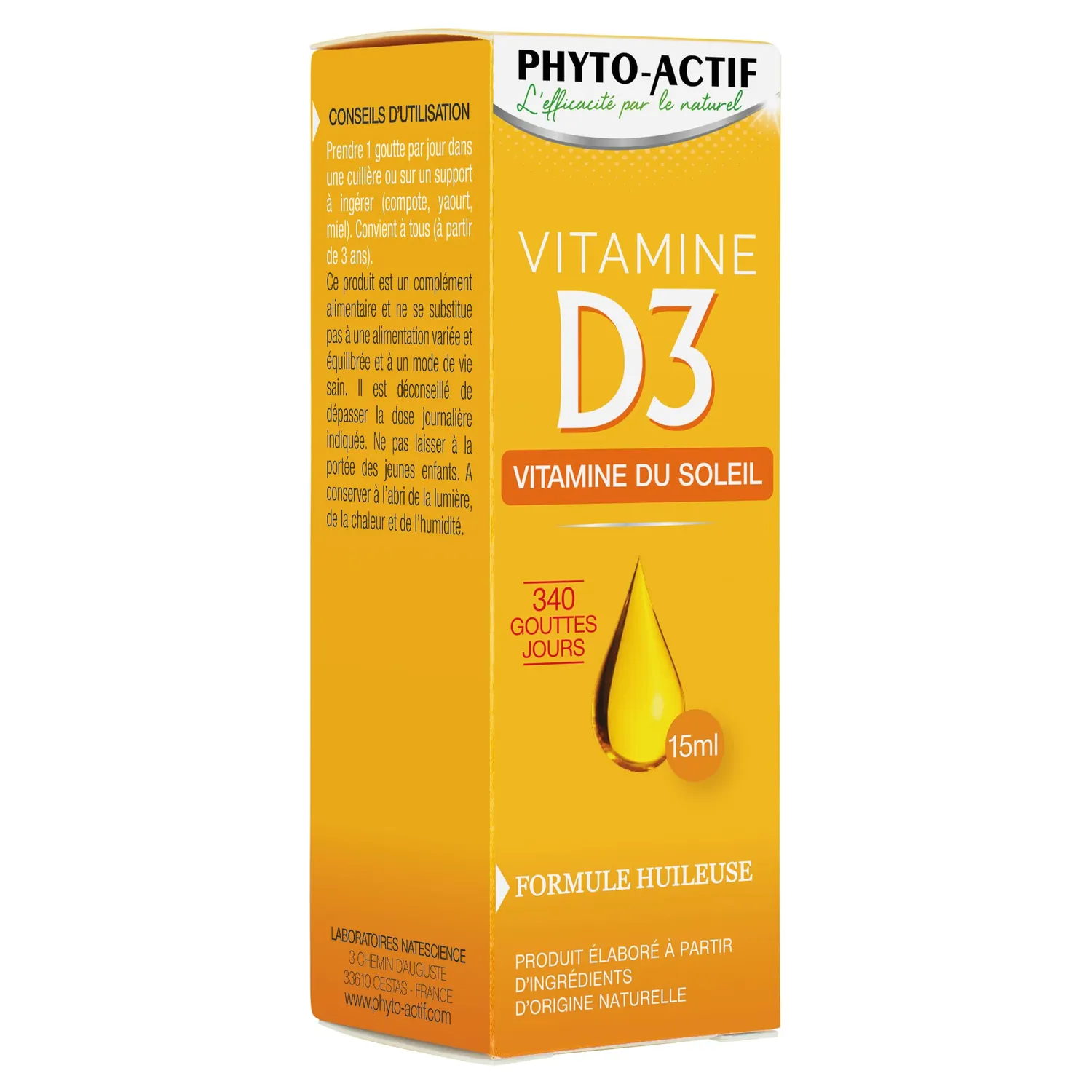 Phyto-Actif Vitamine D3 gouttes huileuses 15ml