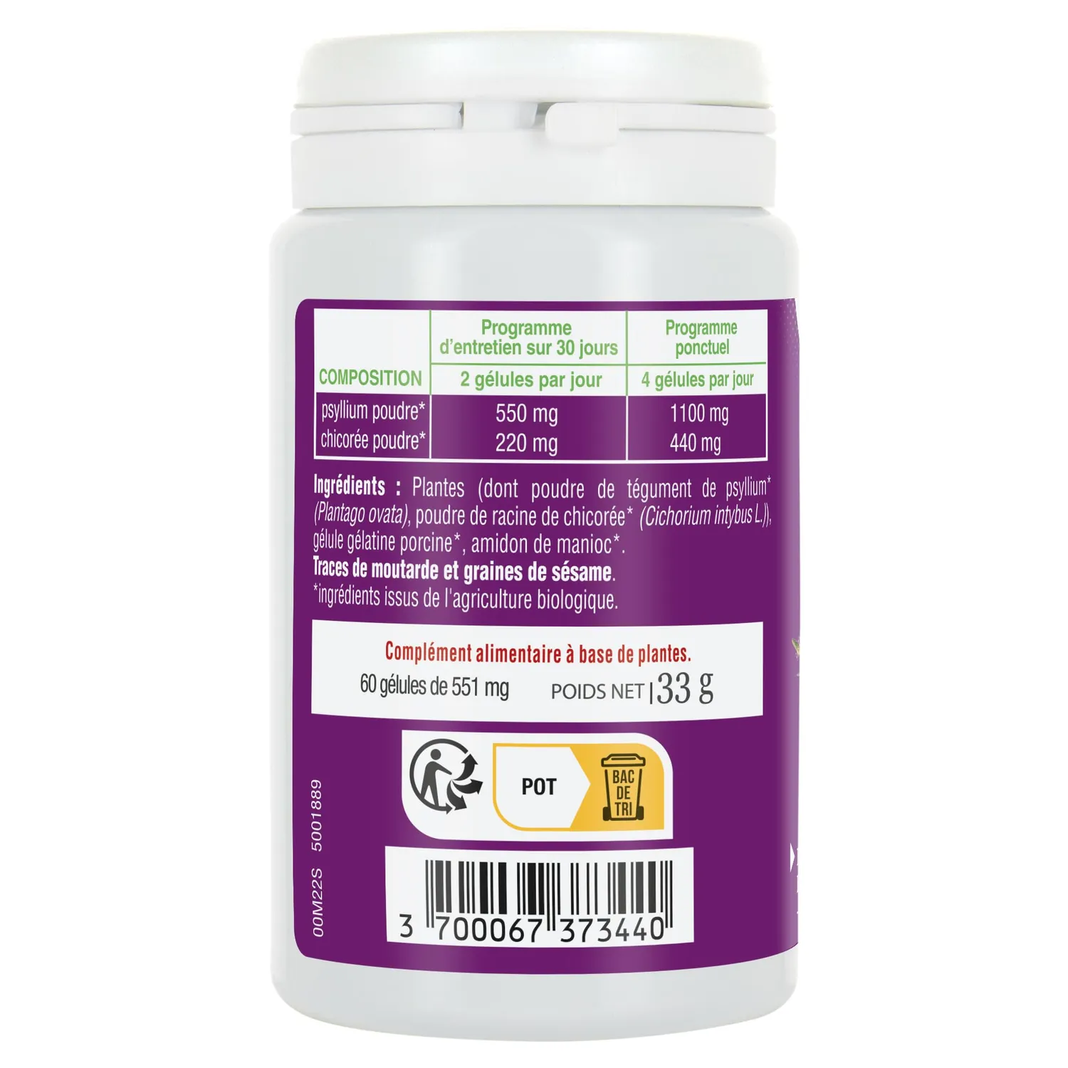 Phyto-Actif Colon Transit + gélules 60 bio psyllium transit