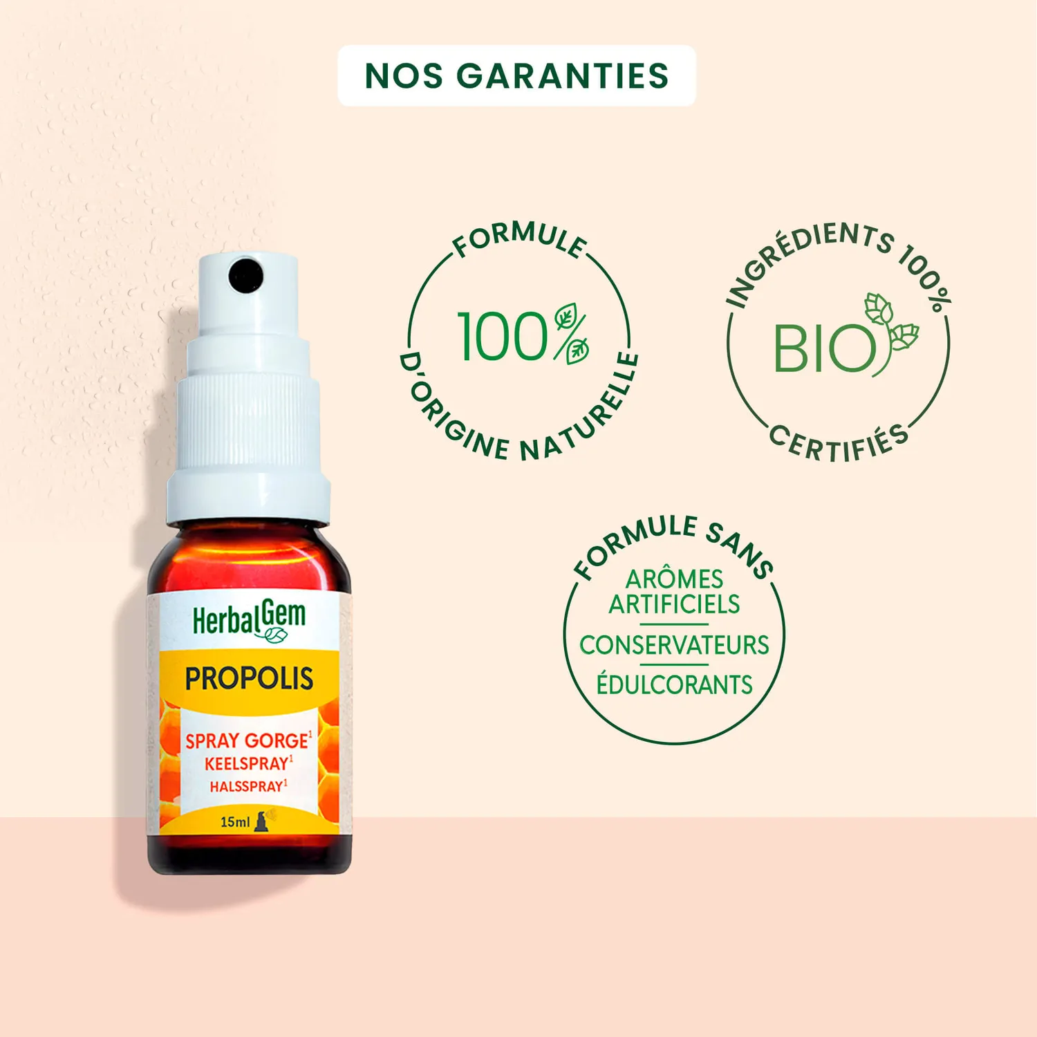 Herbalgem Propolis Large Spectre spray gorge bio 15 ml