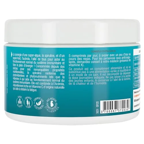 Phyto-Actif Spiruline Acérola comprimés immunité 300