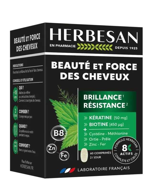 Herbesan Beauté et Force des Cheveux complément 8 actifs