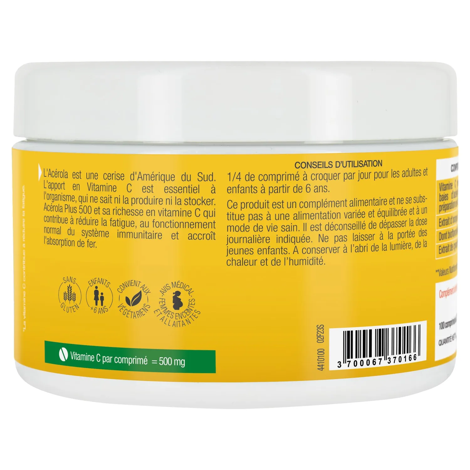 Phyto-Actif Acérola Plus 500 comprimés pot 100