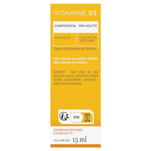 Phyto-Actif Vitamine D3 gouttes huileuses 15ml