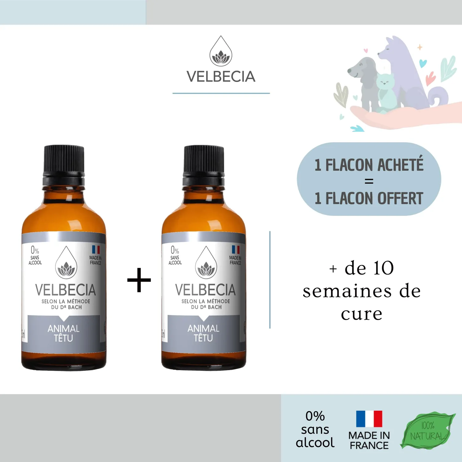 Velbecia Animal têtu élixir fleurs 50ml sans alcool écoute