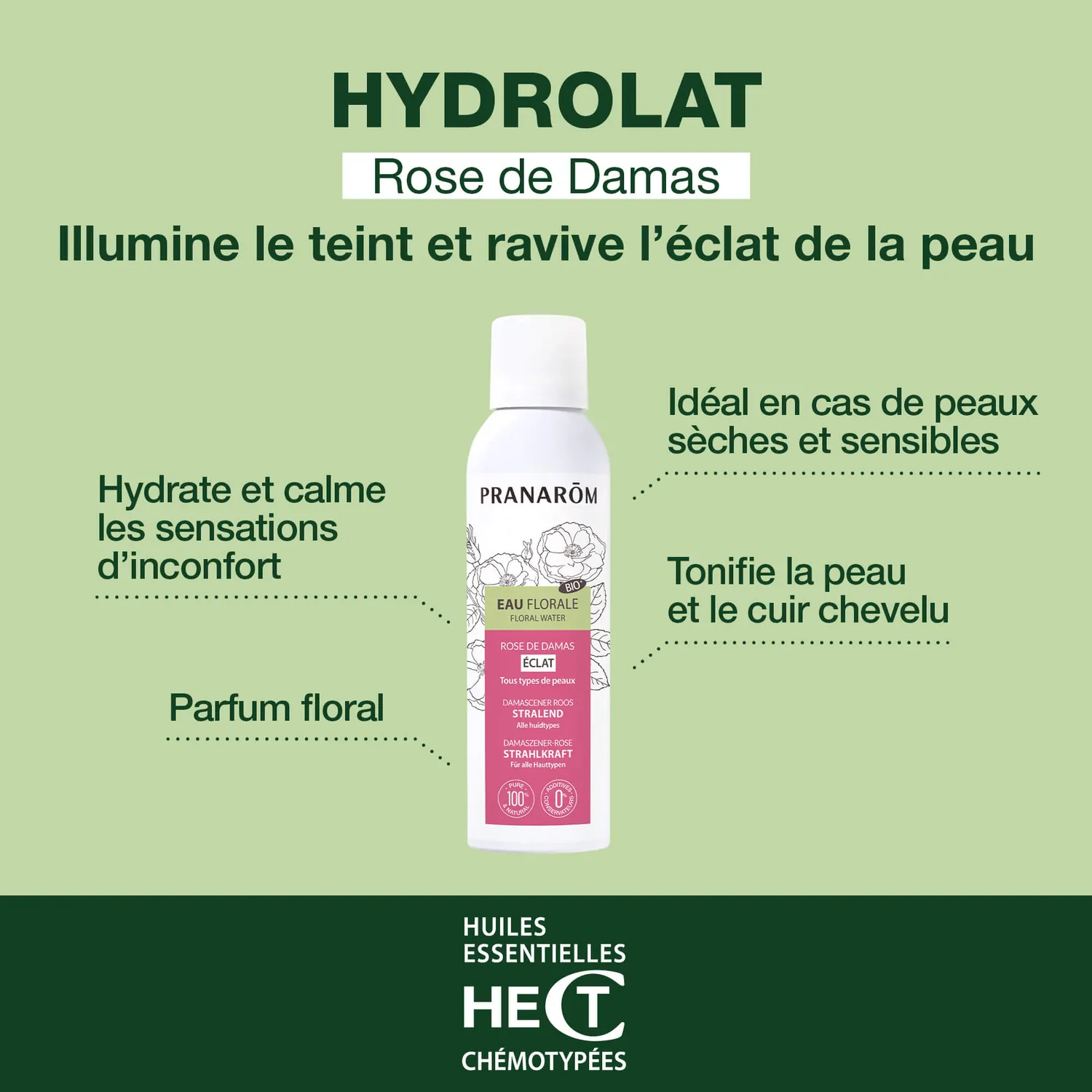 Herbalgem Rose de Damas eau florale bio tonifiante