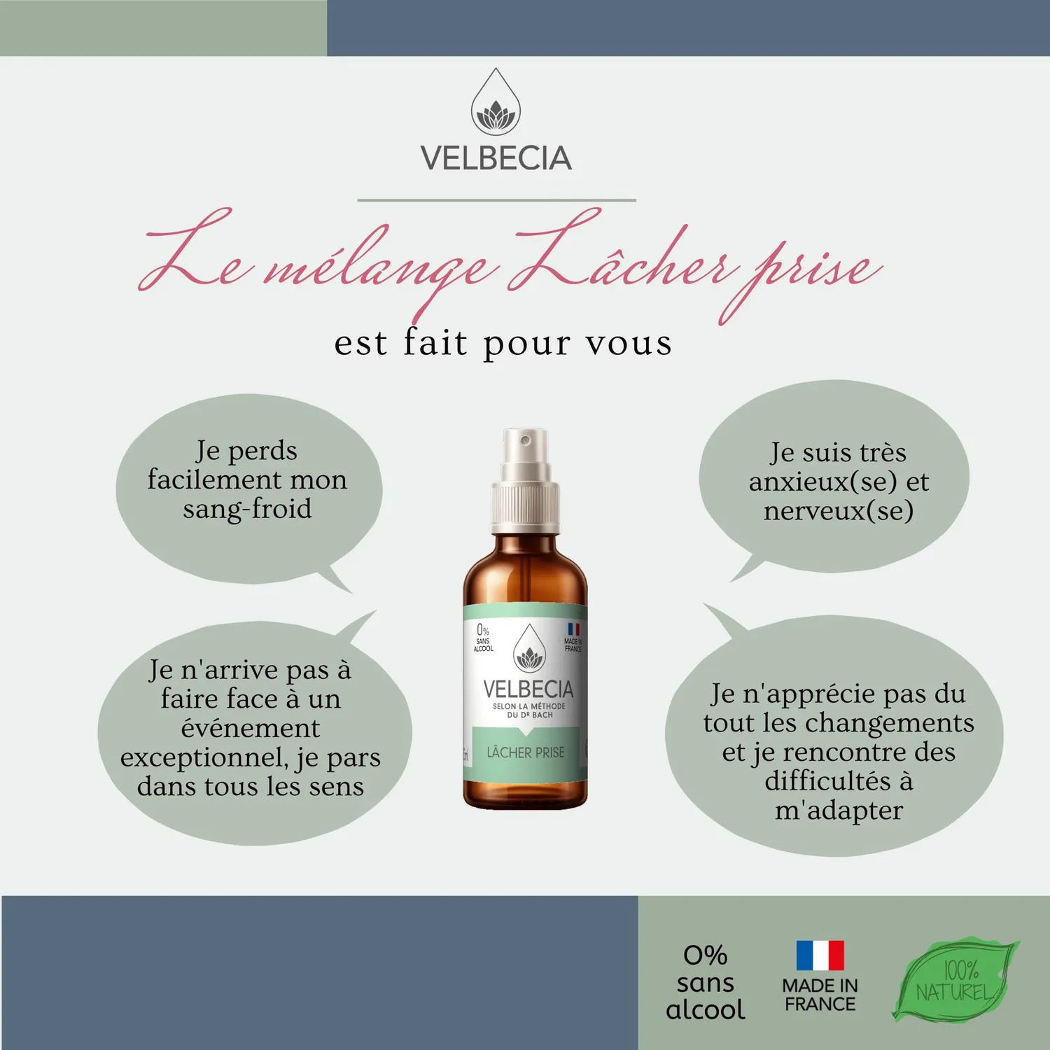 Velbecia Lâcher prise spray fleurs de Bach 30ml +1 offert sans alcool