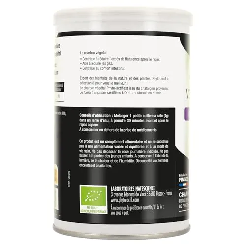 Phyto-Actif Charbon Végétal Bio poudre 100g digest