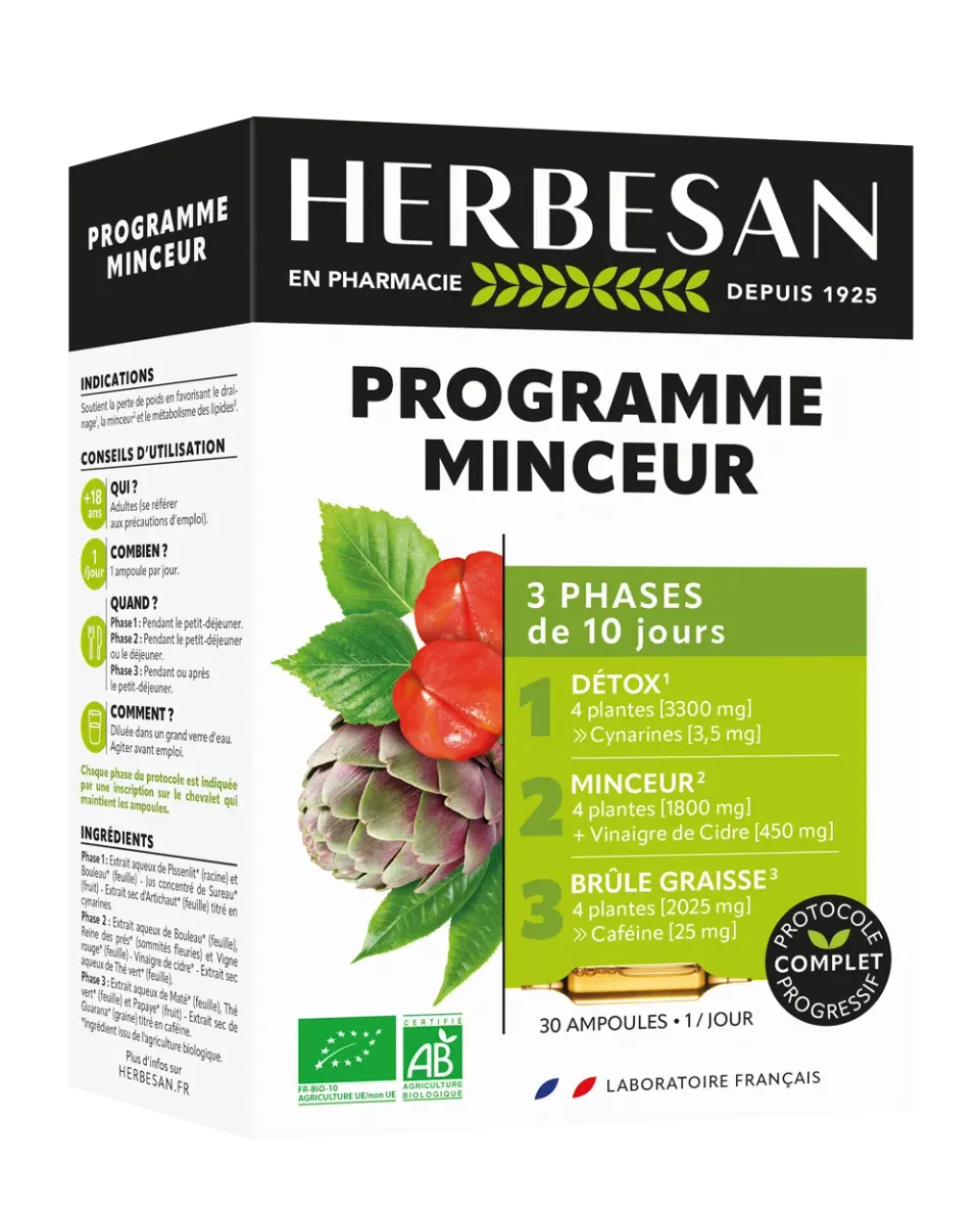 Herbesan Programme Minceur bio 30 jours 3 phases