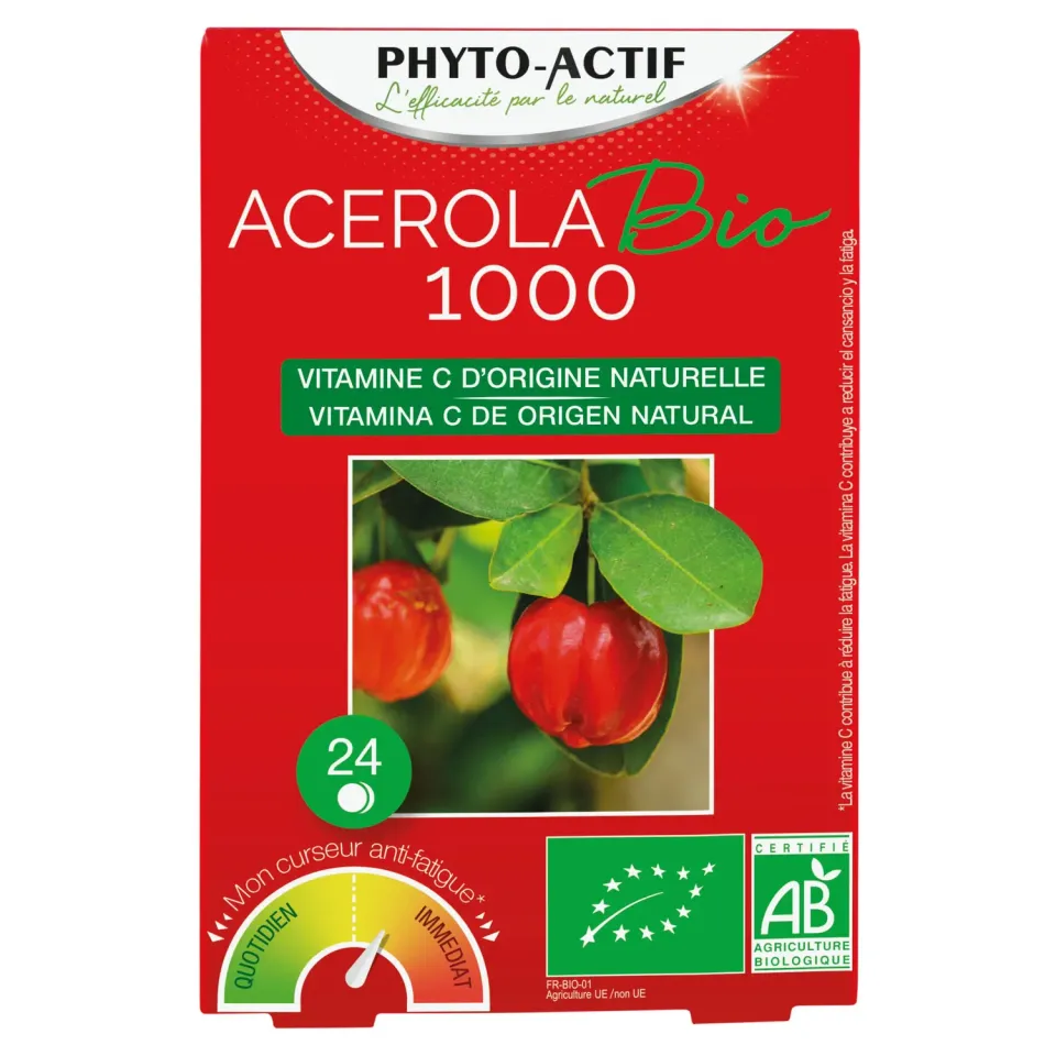 Phyto-Actif Acérola Bio 1000 comprimés 24 sans sucres vitamine C
