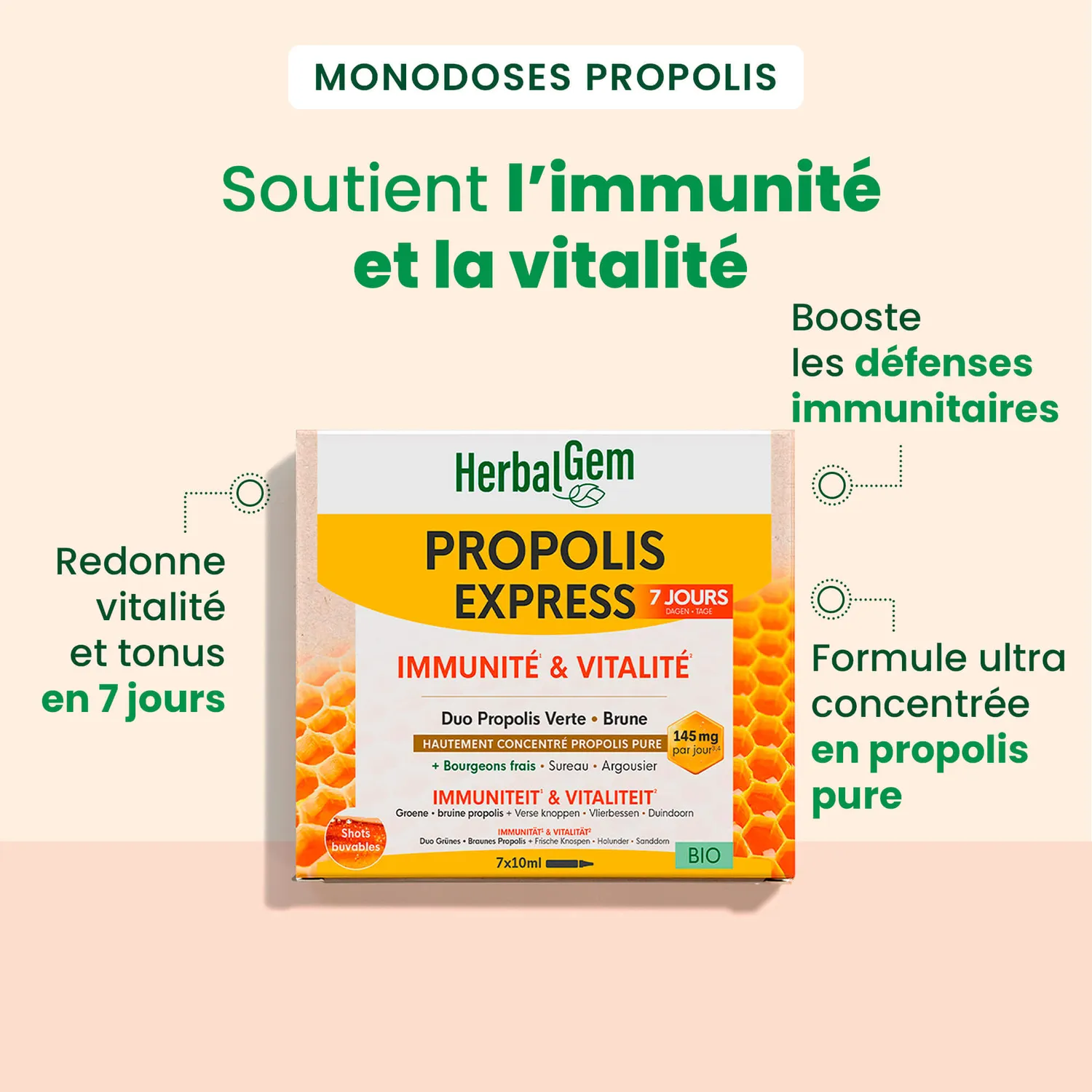 Herbalgem Propolis Express solution liquide bio immunité