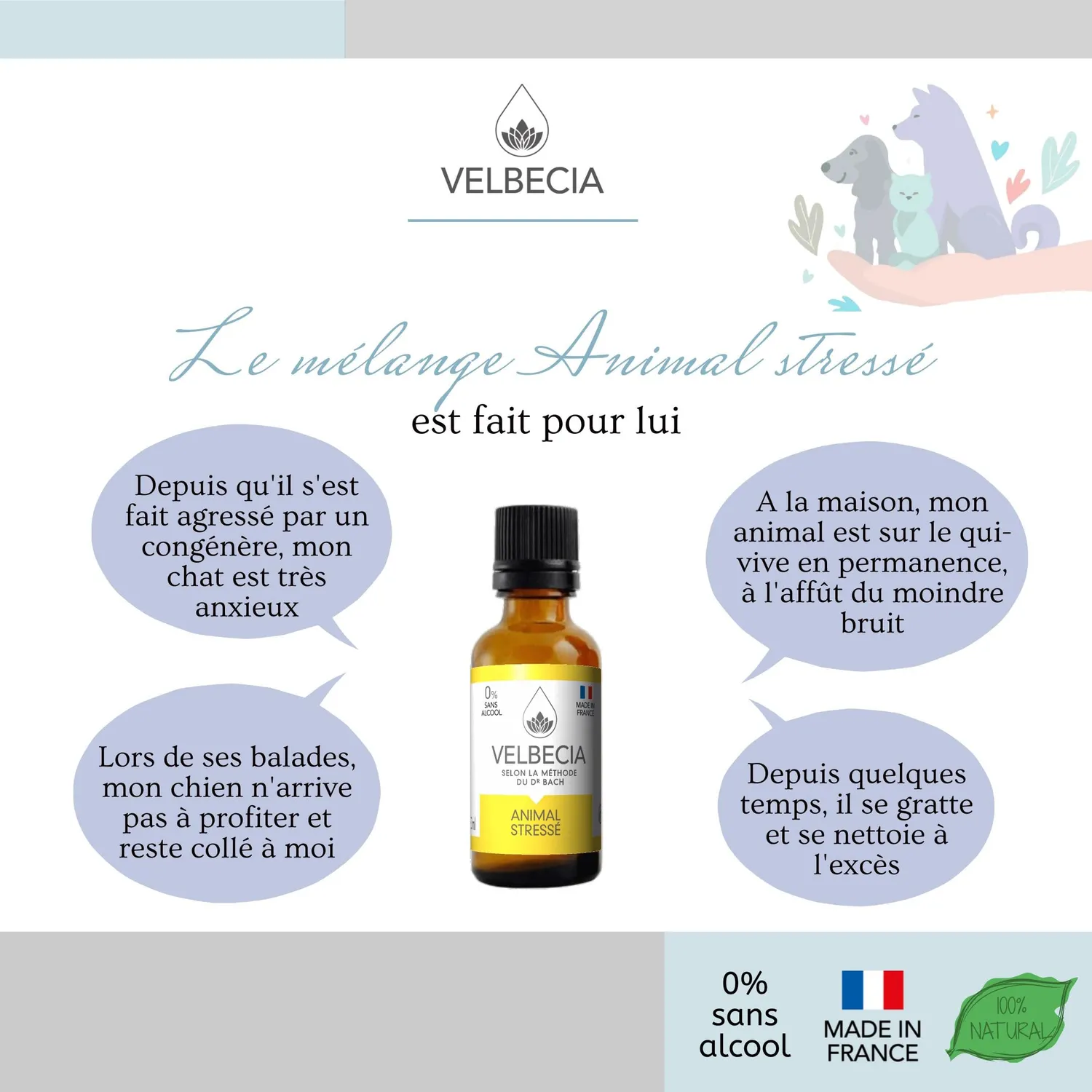 Velbecia Animal Stressé élixir fleurs 2x50ml anxieux