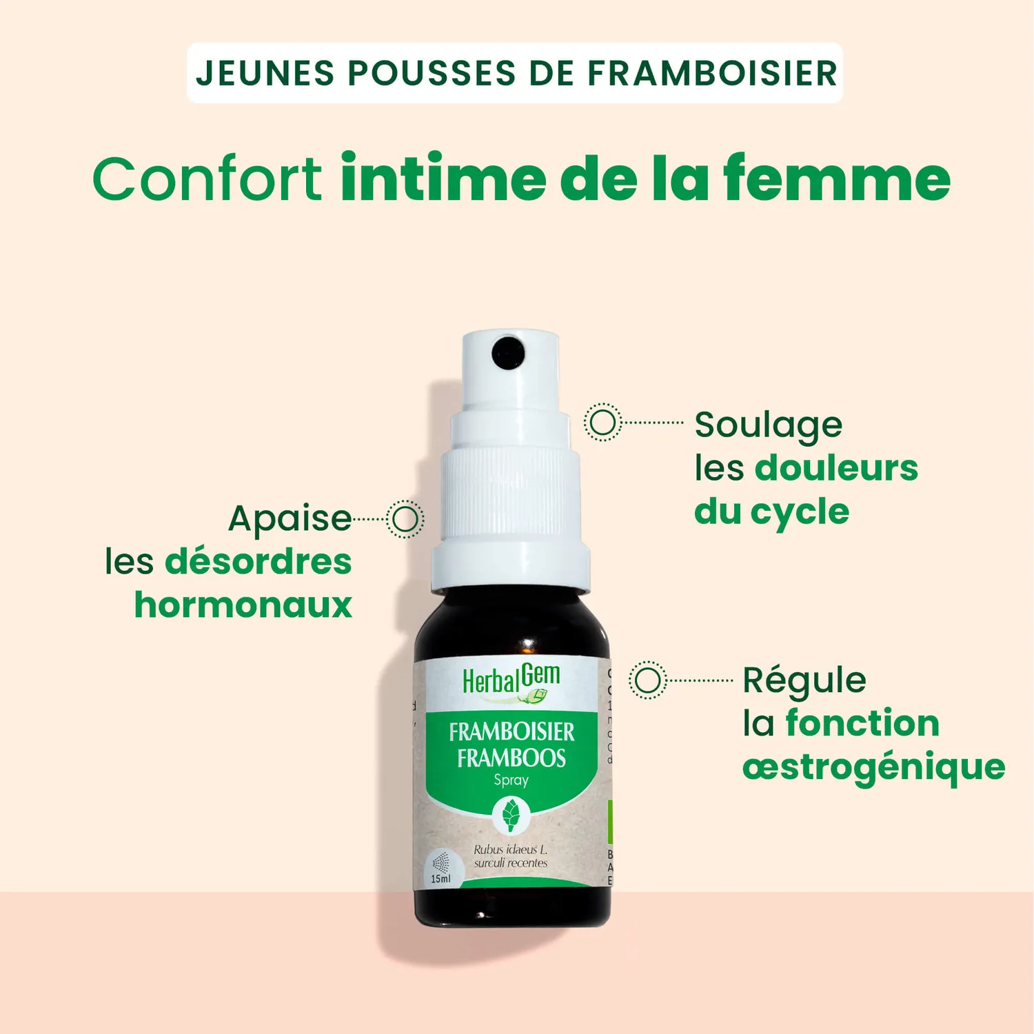 HerbalGem Bourgeon de Framboisier spray bio confort féminin