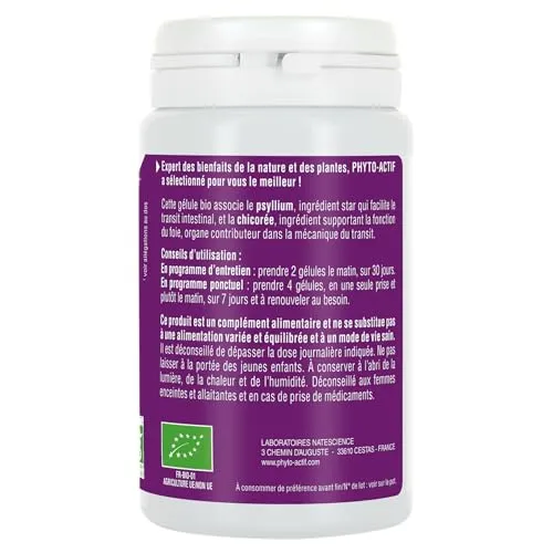 Phyto-Actif Colon Transit + gélules 60 bio psyllium transit