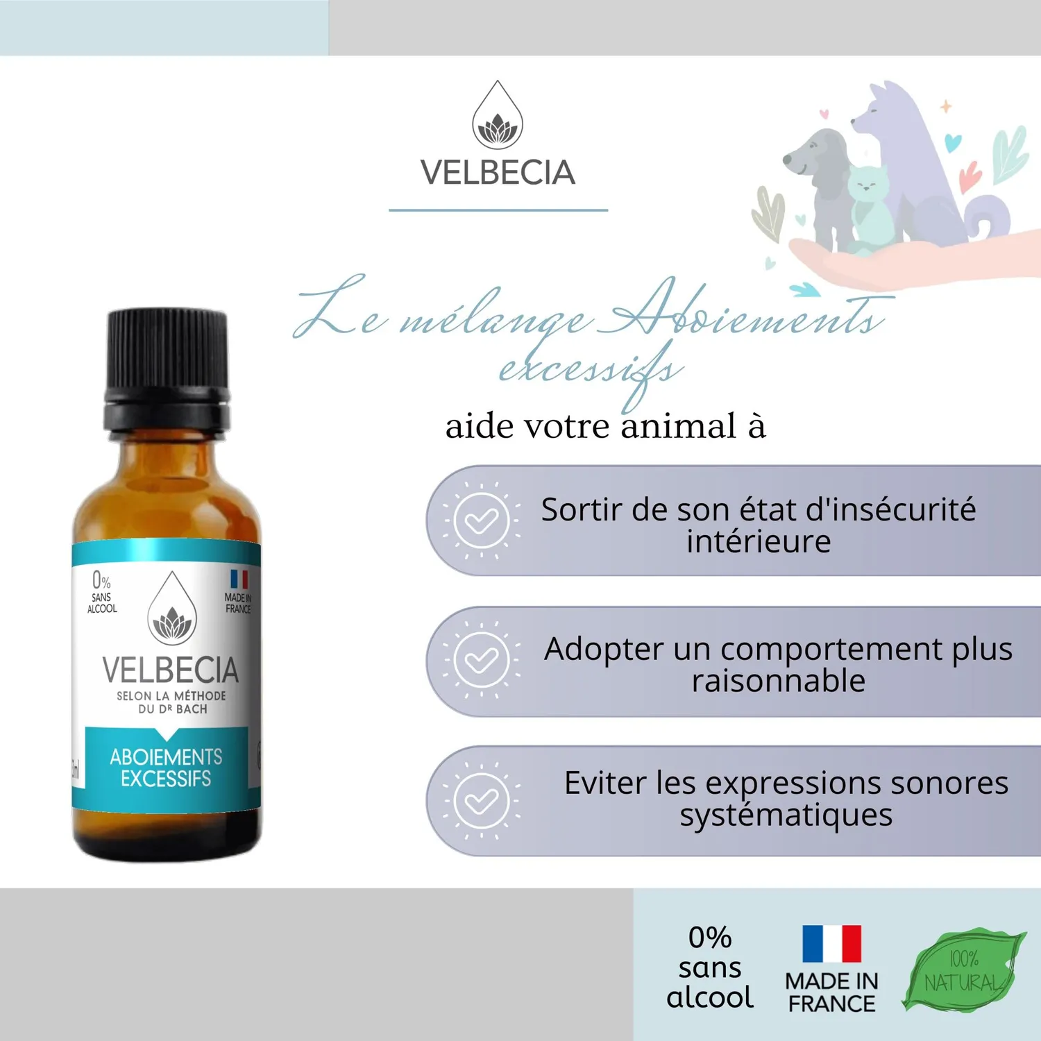 Velbecia Aboiements excessifs élixir fleurs de Bach 2x30ml sans alcool
