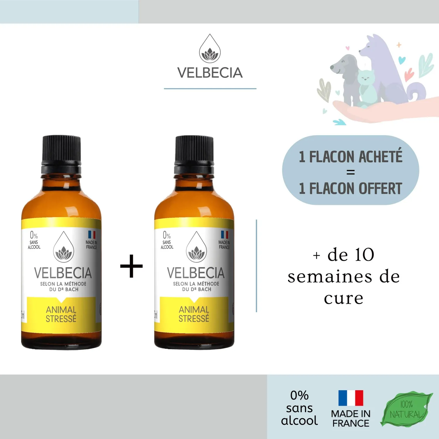 Velbecia Animal Stressé élixir fleurs 2x50ml anxieux