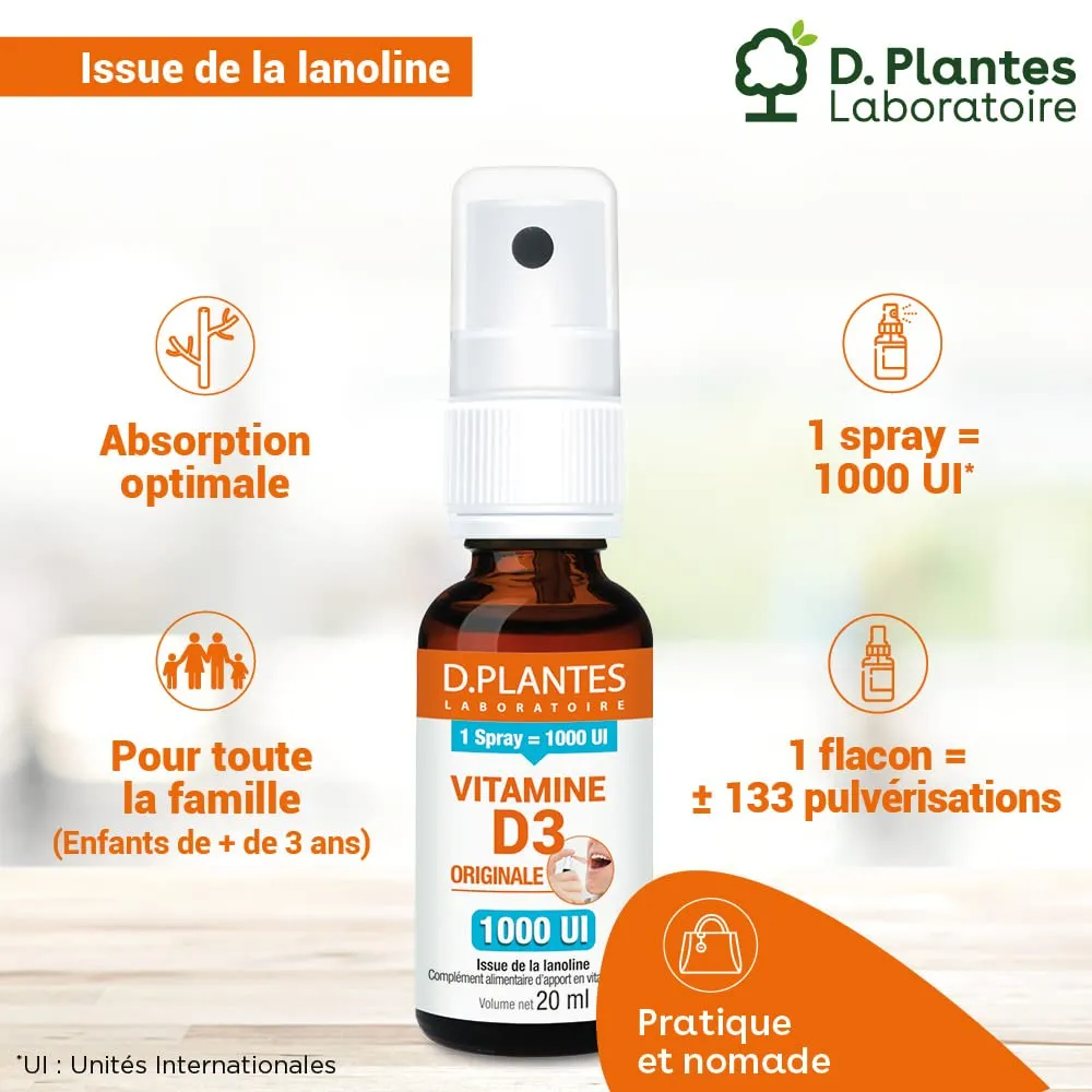 D.Plantes Vitamine D3 Originale 1000 UI spray 20 ml immunite