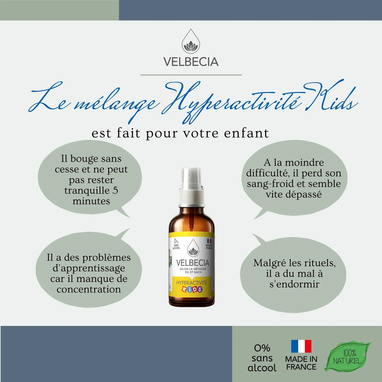 Velbecia Enfant Hyperactif élixir fleurs 2x50 ml sans alcool