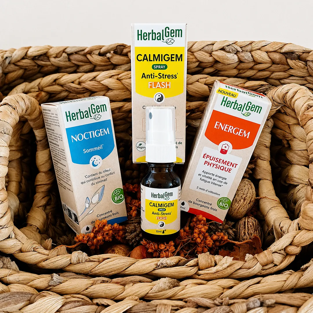 Herbalgem Pack Jour Nuit Energem Calmigem Noctigem 3 flacons